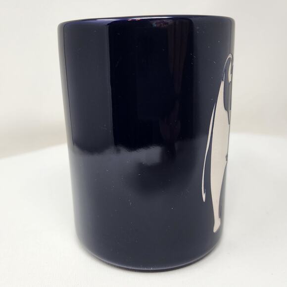 Sea World Etched Penguin Coffee Mug Navy Blue White Accent Logo on Handle NWT - Picture 5 of 8
